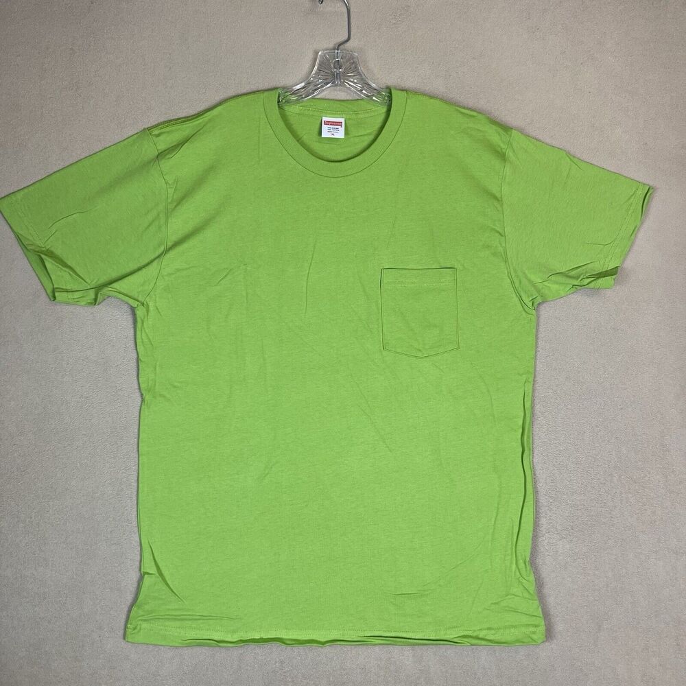 Supreme T Shirt Mens Medium Green Short Sleeve Crew Neck Chest Pocket Cotton